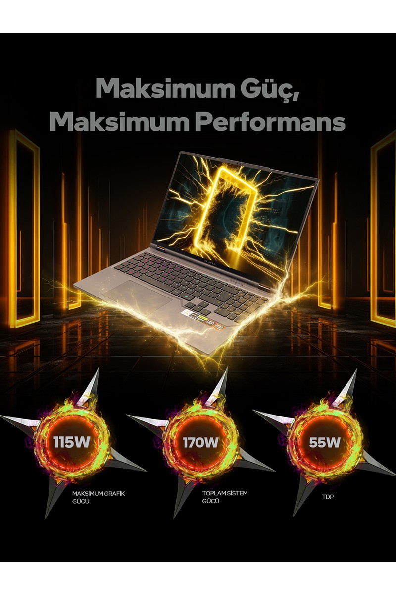 Game Game Garaj Slayer R9T-5060 C7 AMD Ryzen 9 8945HX 16GB 1TB SSD RTX 5060 Freedos 16" Taşınabilir Bilgisayar — 3. ürün görseli