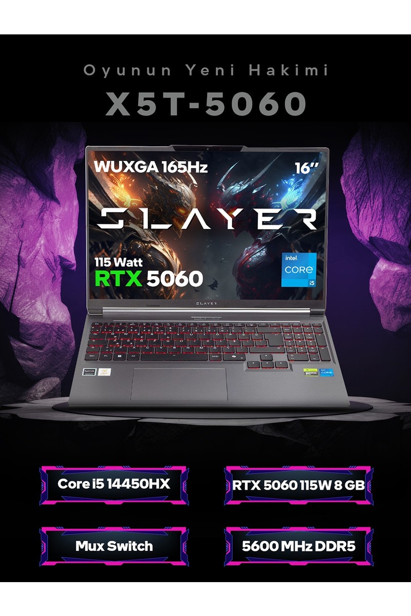 Game Game Garaj Slayer X5T-5060 C7 Intel Core i5 14450HX 16GB 1TB SSD RTX 5060 Freedos 16" Taşınabilir Bilgisayar — 2. ürün görseli