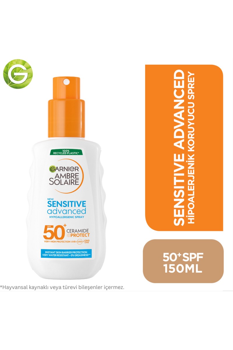 Garnier Garnier Ambre Solaire Sensitive Advanced Hipoalerjenik Güneş Koruyucu Sprey SPF50+ 150ML fiyatı ve görseli