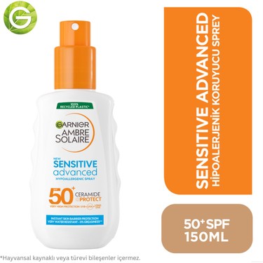 Garnier Ambre Solaire Garnier Ambre Solaire Sensitive Advanced Hipoalerjenik Güneş Koruyucu Sprey SPF50+ fiyatı ve görseli
