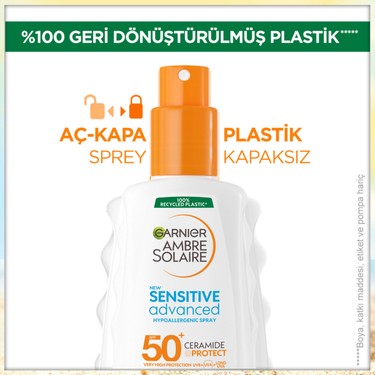 Garnier Ambre Solaire Garnier Ambre Solaire Sensitive Advanced Hipoalerjenik Güneş Koruyucu Sprey SPF50+ — 4. ürün görseli