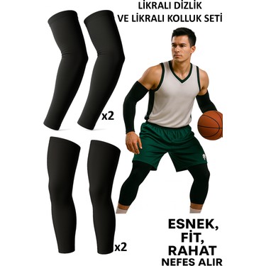 Gazelmanya Gazelmanya Basketbol Dizliği + Basketbol Kolluğu Korumasız Spor Dizlik Basketbol Kolluk Koşu fiyatı ve görseli