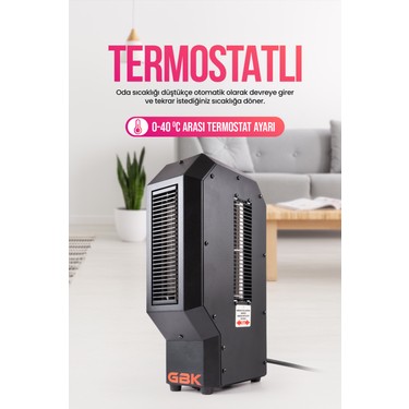 Gbk Mühendislik Ve Makine Gbk Mühendislik Ve Makine GBK Fanlı Isıtıcı 3400W İç Mekan Kullanımı İçin Uygun Minimalist Tasarım — 4. ürün görseli