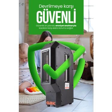 Gbk Mühendislik Ve Makine Gbk Mühendislik Ve Makine GBK Fanlı Isıtıcı 3400W İç Mekan Kullanımı İçin Uygun Minimalist Tasarım — 6. ürün görseli
