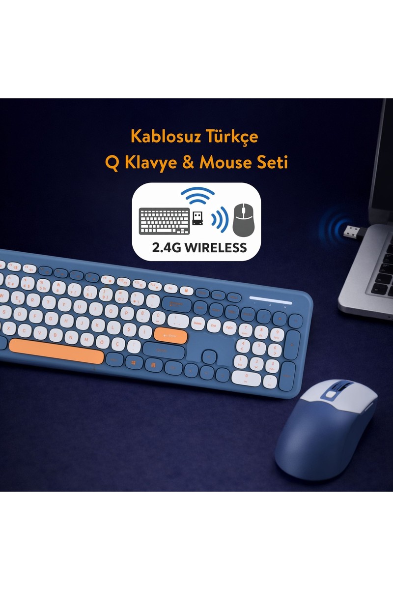 Geezer Geezer Soft Touch Kablosuz Klavye Mouse Set Lacivert Smk-687 — 2. ürün görseli