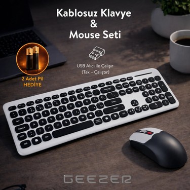 Geezer Geezer Soft Touch Kablosuz Klavye Mouse Set Siyah fiyatı ve görseli