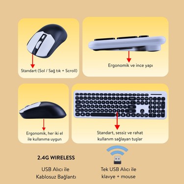 Geezer Geezer Soft Touch Kablosuz Klavye Mouse Set Siyah — 3. ürün görseli