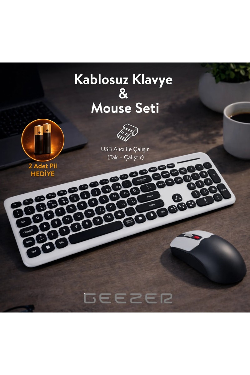 Geezer Soft Touch Kablosuz Klavye Mouse Set Siyah Smk-687
