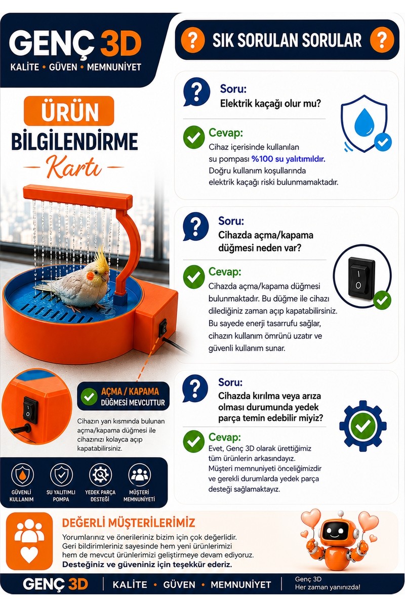 Genç Genç 3D USB Bağlantılı Otomatik Kuş Duşu ve Banyo Istasyonu - Tüm Kuş Türleri Için Eğlenceli Su Parkı — 3. ürün görseli