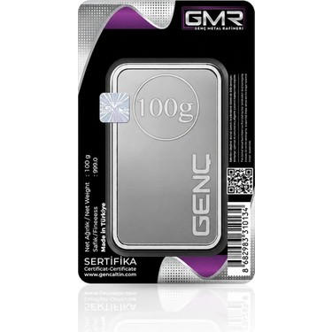 Genç Metal Rafineri Genç Metal Rafineri AgaKulche 100 Gram 999.0 Ayar GMR Külçe — 2. ürün görseli