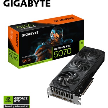 Gigabyte GIGABYTE VGA GeForce RTX™ 5070 WINDFORCE OC 12GB, 192 Bit, GDDR7, HDMI Ekran Kartı - fiyatı ve görseli