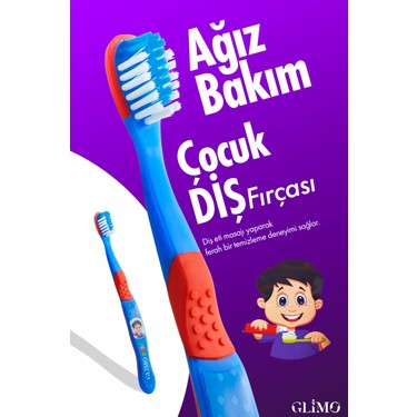 Glimo Glimo Kids Ağız Bakım Diş Fırçası Mavi | 3 Yaş Için Ultra Yumuşak Kıl, Diş Eti Dostu, Çocuk Diş fiyatı ve görseli