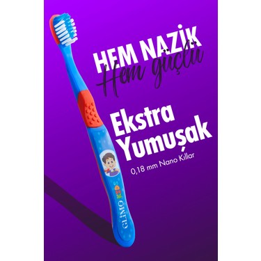 Glimo Glimo Kids Ağız Bakım Diş Fırçası Mavi | 3 Yaş Için Ultra Yumuşak Kıl, Diş Eti Dostu, Çocuk Diş — 4. ürün görseli