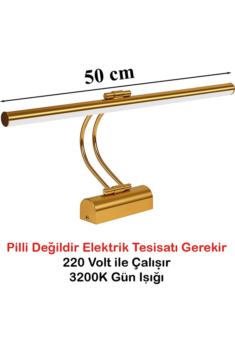 Goes Flüt LED Aplik 50 cm 3200K Gün Işığı | Modern Duvar Aydınlatma | Enerji Tasarruflu Banyo, Tablo ve Çalışma Masası Lambası (Krom)