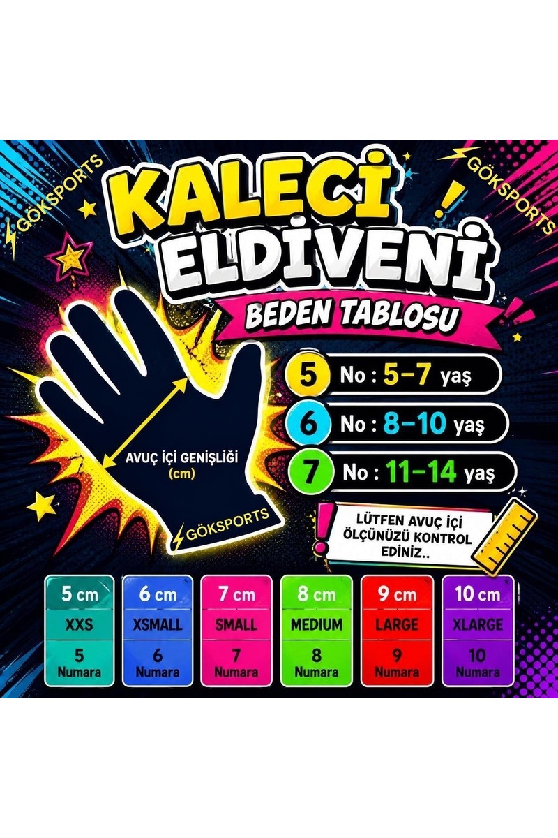 Gök Sports Gök Sports Türk Bayraklı Çocuk Kaleci Eldiveni Futbol Kaleci Eldiveni Bilek Bandajlı 8-10 — 6. ürün görseli
