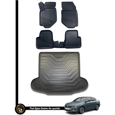 Gold Gold Fiat Egea 3D Havuzlu Oto Paspas Sedan + Bagaj Havuzu Lila Ikili fiyatı ve görseli