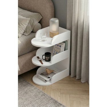 GOLDFALEZ GOLDFALEZ Komodin Modern Ahşap 3 Katlı Raflı Yan Sehpa Çok Amaçlı Organizer Kitaplık 182 fiyatı ve görseli