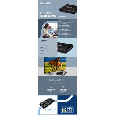 Goldmaster Goldmaster Ranger Plus Full HD Uydu Alıcısı 1080p Görüntü Kalitesi USB ve HDMI Girişi — 2. ürün görseli