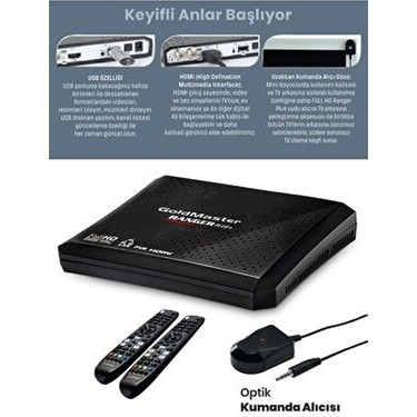 Goldmaster Goldmaster Ranger Plus Full HD Uydu Alıcısı 1080p Görüntü Kalitesi USB ve HDMI Girişi — 5. ürün görseli