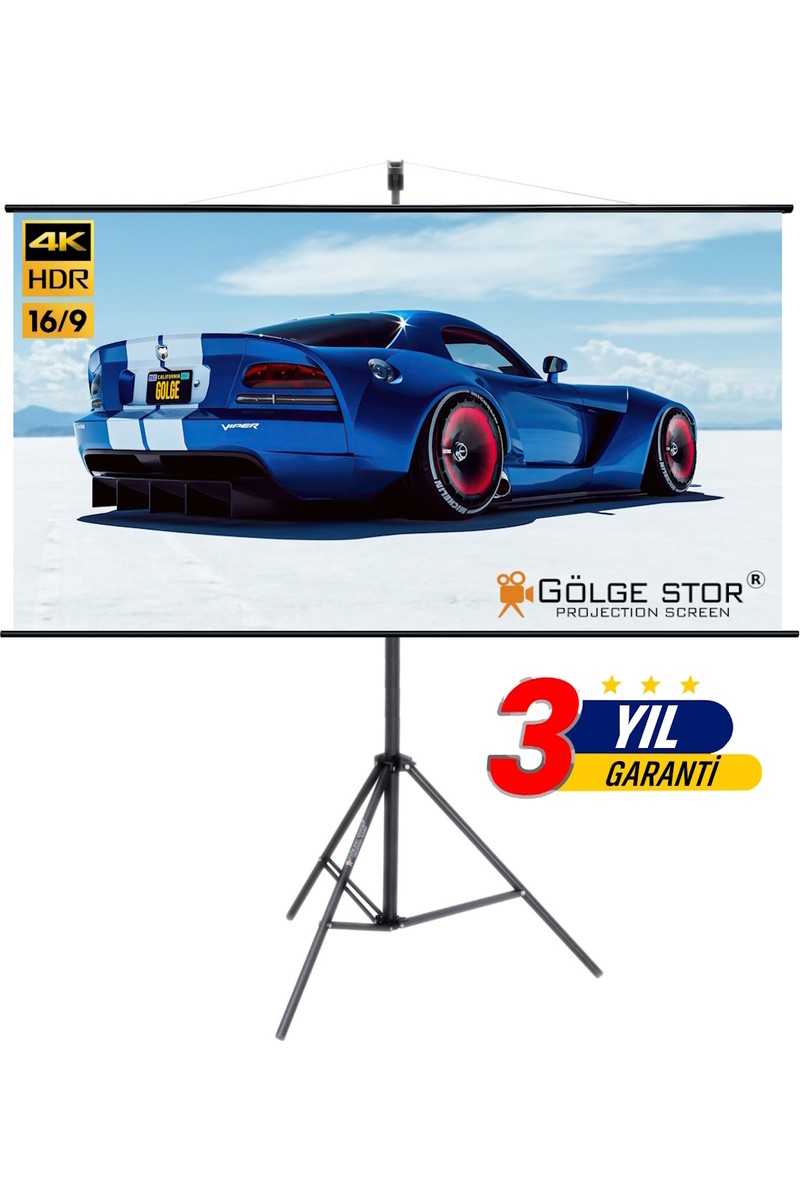 Gölge Stor ( Tripodlu ) En150cm Boy95cm Projeksiyon Perdesi Ayaklı Taşınabilir Yeni Akıllı Kumaş Işık Geçirmez