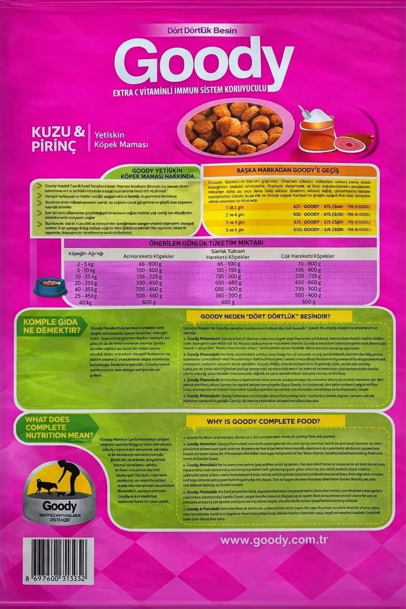 Goody Goody Yetişkin Köpek Maması 15 Kg – Kuzu ve Pirinç İçerikli, Dengeli ve Besleyici — 6. ürün görseli