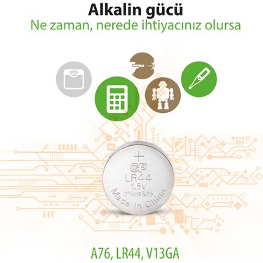GP GP GPA76-2C10 LR44 AG13 Alkalin Düğme Pil 10'lu — 5. ürün görseli