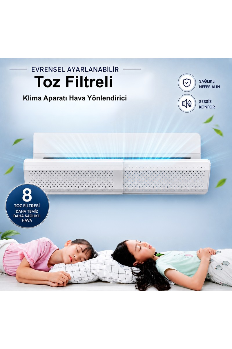GreaTech Evrensel Toz Filtreli Klima Aparatı 8 Filtreli Çelik Tutaçlı Hava Yönlendirici Split Tipi Siperlik