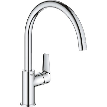 Grohe Grohe Bauedge Tek Kumandalı Eviye Bataryası Gri Esnek Boru Kıvrımı Tezgah Montajı fiyatı ve görseli