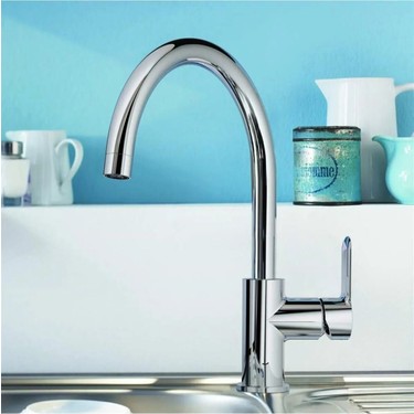 Grohe Grohe Bauedge Tek Kumandalı Eviye Bataryası Gri Esnek Boru Kıvrımı Tezgah Montajı — 4. ürün görseli