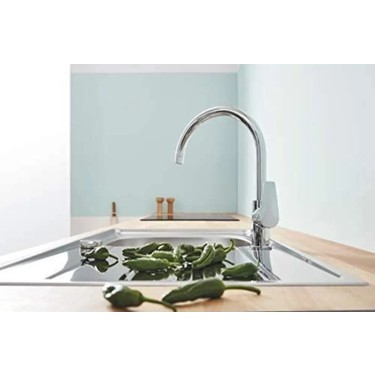 Grohe Grohe Bauedge Tek Kumandalı Eviye Bataryası Gri Esnek Boru Kıvrımı Tezgah Montajı — 5. ürün görseli