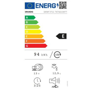 Grundig Grundig Gpdf 5711 5 Programlı Bulaşık Makinesi - E Enerji Sınıfı, 13 Kişilik Kapasite, Sessiz — 4. ürün görseli