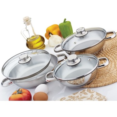 Gülsan Gülsan 6 Parça Cam Kapaklı Paslanmaz Çelik Omlet Tencere Seti (16 cm, 18 cm, 20 — 3. ürün görseli