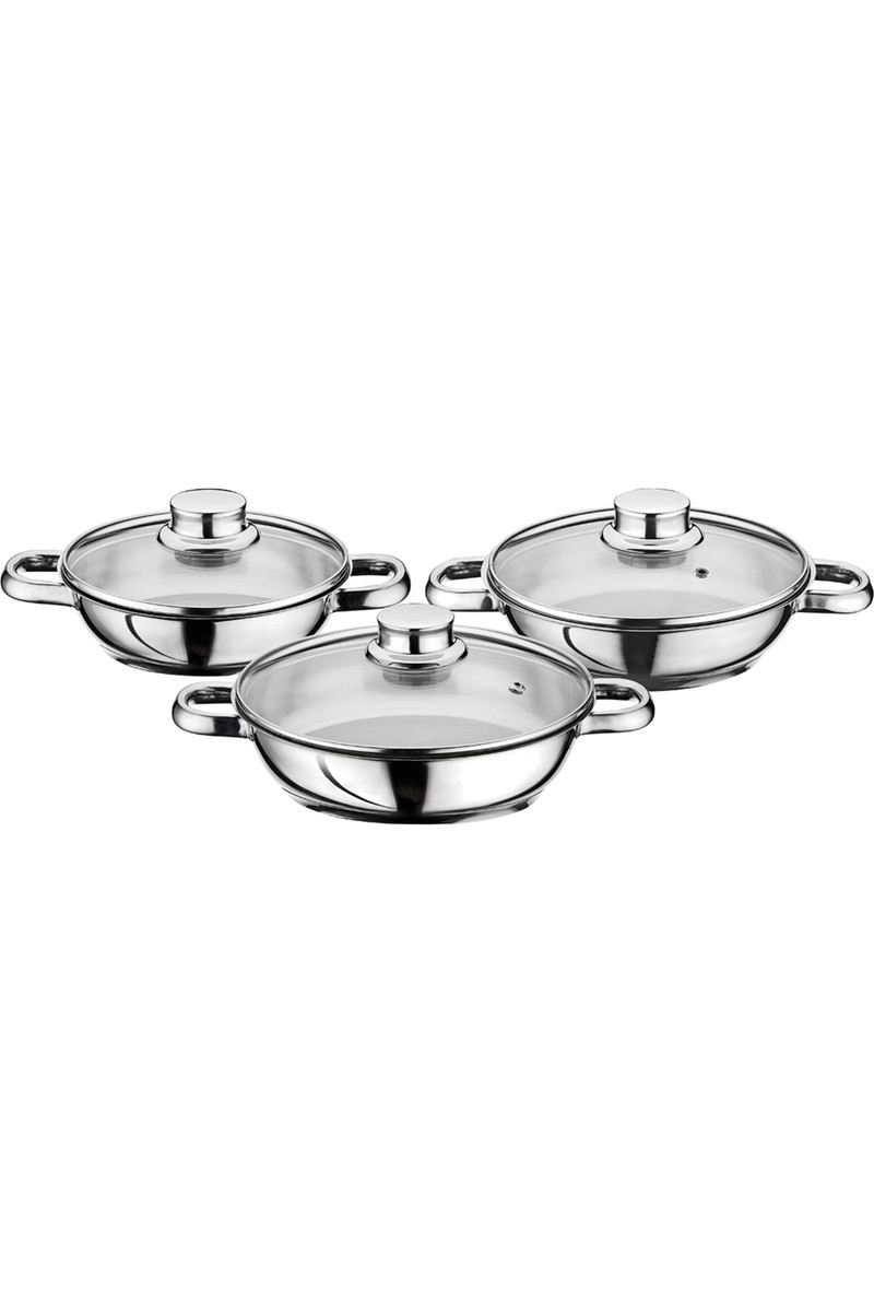Gülsan Gülsan 6 Parça Cam Kapaklı Paslanmaz Çelik Omlet Tencere Seti (16 cm, 18 cm, 20 — 5. ürün görseli