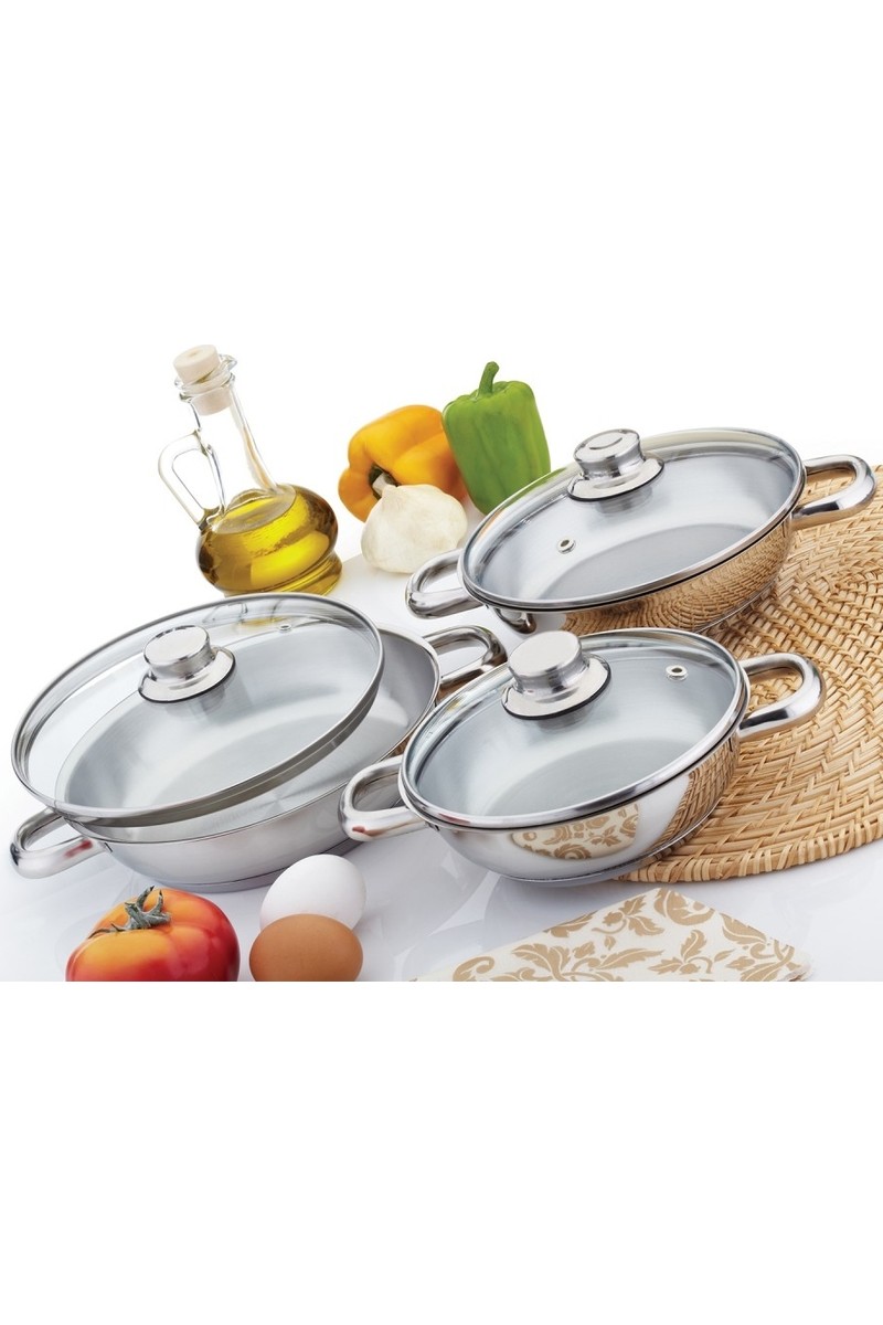 Gülsan Gülsan 6 Parça Cam Kapaklı Paslanmaz Çelik Omlet Tencere Seti (16 cm, 18 cm, 20 — 6. ürün görseli