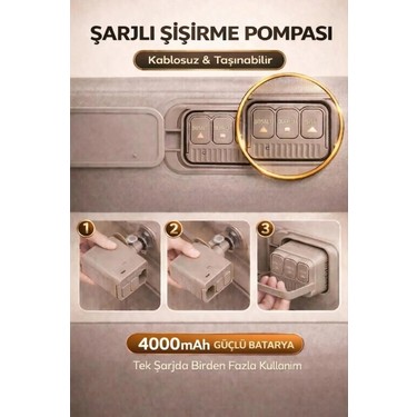 HABL Habl Çift Kişilik Kendi Kendine Şişen Otomatik Şişme Yatak Çıkarılabilir Başlıklı Kamp ve Misafir — 4. ürün görseli