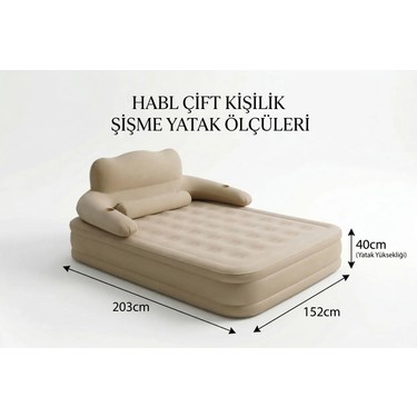 HABL Habl Çift Kişilik Kendi Kendine Şişen Otomatik Şişme Yatak Çıkarılabilir Başlıklı Kamp ve Misafir — 5. ürün görseli