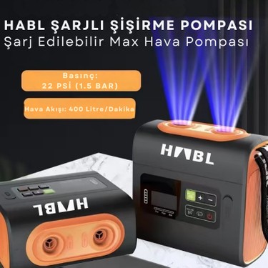 HABL Habl Şarjlı Dijital Şişirme Pompası (Çadır/paddle Board/şişme Yatak Vb.) – 22PSI (1.5 fiyatı ve görseli