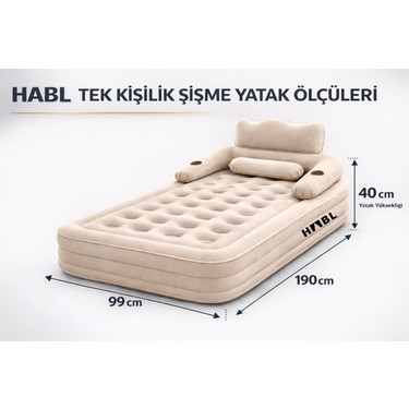 HABL HABL Tek Kişilik Kendi Kendine Şişen Otomatik Şişme Yatak Çıkarılabilir Başlıklı Kamp ve Misafir — 3. ürün görseli