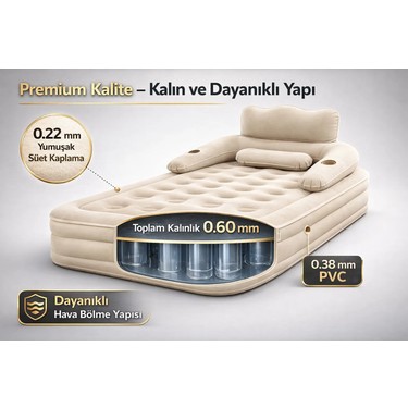 HABL HABL Tek Kişilik Kendi Kendine Şişen Otomatik Şişme Yatak Çıkarılabilir Başlıklı Kamp ve Misafir — 4. ürün görseli