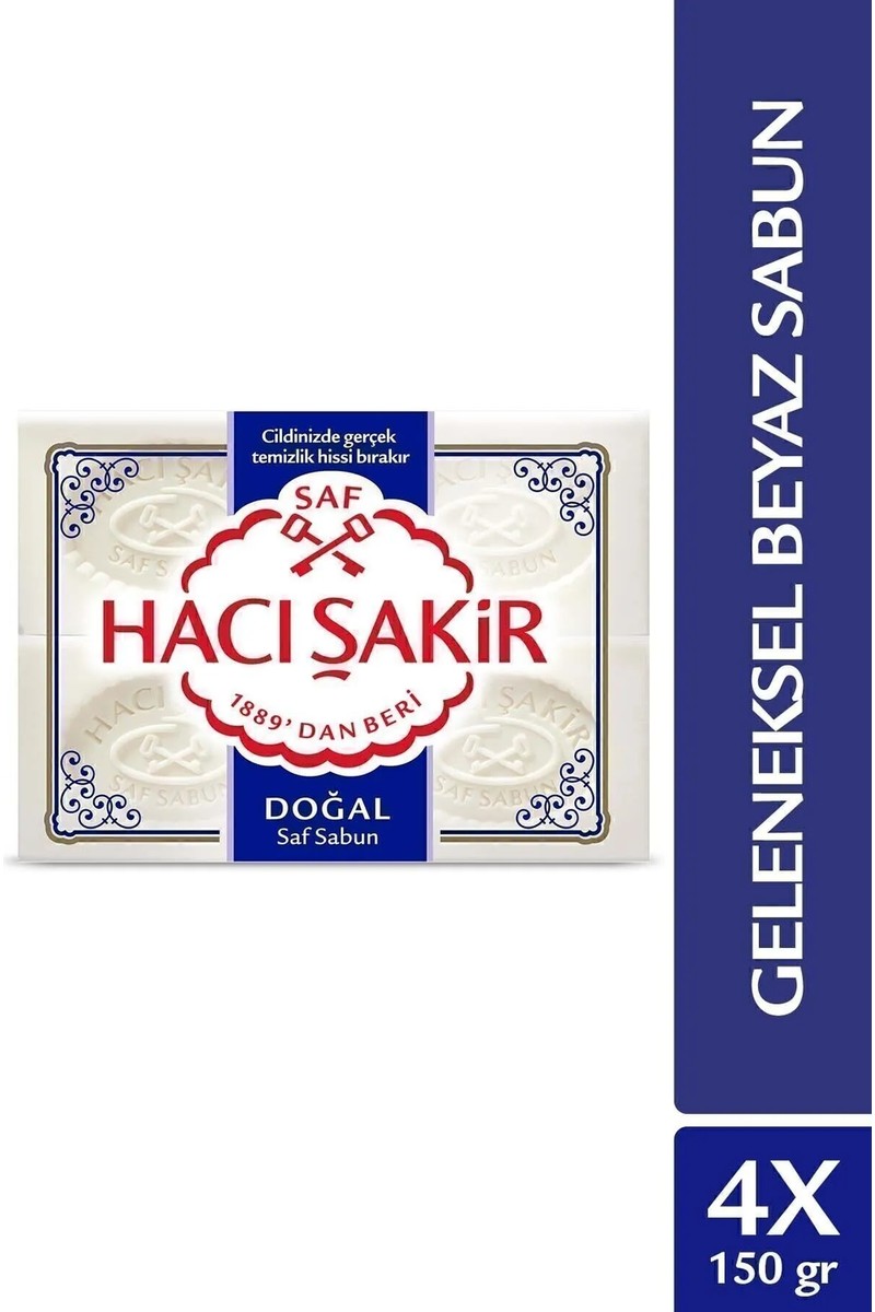 Hacı Şakir Hacı Şakir Doğal Saf Geleneksel Beyaz Sabun 4'lü Paket 150 gr Kalıp El ve Vücut Kullanımına — 4. ürün görseli
