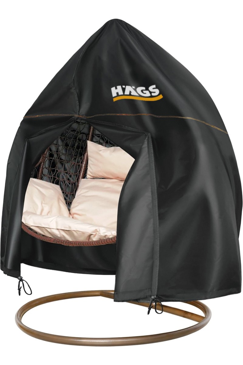 Haegs Bahçe Salıncağı Örtüsü, Siyah Rattan Salıncak Hamak Koltuk Koruma Kılıfı 230X200CM Çift Kişilik
