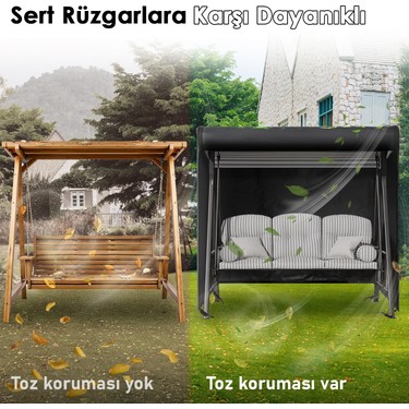 Haegs Haegs Bahçe Salıncak Koruma Örtüsü Üç Kişilik Tenteli Bahçe Salıncağı Kılıfı 210 x 125 x 170 cm — 3. ürün görseli