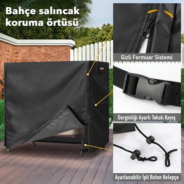 Haegs Haegs Bahçe Salıncak Koruma Örtüsü Üç Kişilik Tenteli Bahçe Salıncağı Kılıfı 210 x 125 x 170 cm — 4. ürün görseli