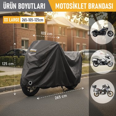 Haegs Haegs Motosiklet Brandası, Motor Kılıfı Örtüsü Dış Mekan Motosiklet Örtüsü (XXL:265X105X125CM) — 2. ürün görseli