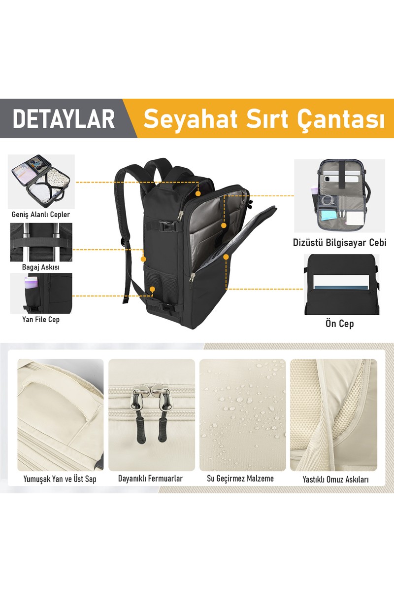 Haegs Haegs Seyahat Sırt Çantası, Laptop Sırt Çantası Hafif El Çantası Bay Bayan Küçük Bavul Valiz Çanta Notebook Bilgisayar Macbook Organizer Çantası Siyah — 3. ürün görseli