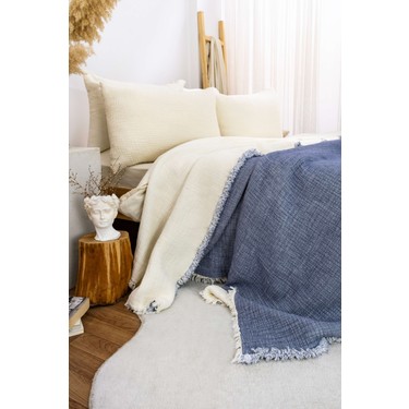 HB&Victory HB&Victory Müslin Mavi 6 Katlı Yorgan İndigo Mavi Renk çift Kişilik 240X230 fiyatı ve görseli