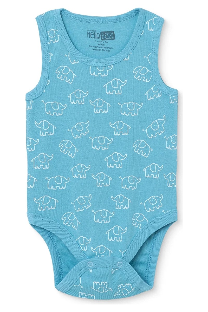 HelloBaby Hellobaby Erkek Bebek Body Hayvan Baskılı Çıtçıtlı Bisiklet Yaka Kısa — 2. ürün görseli