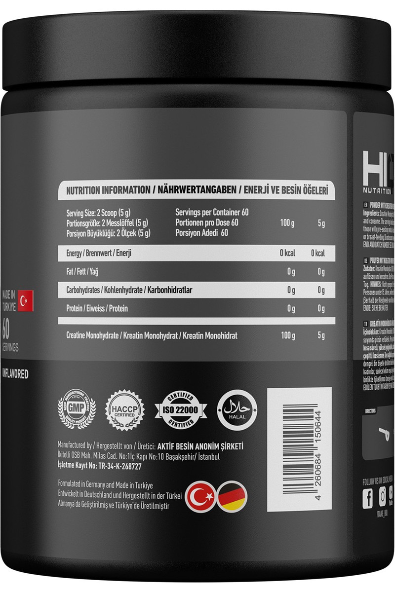 HIQ Nutrition HIQ Nutrition 300g %100 Saf Mikronize KreaTİN Monohidrat Aromasız Sporcu Takviyesi - Türkiye — 4. ürün görseli