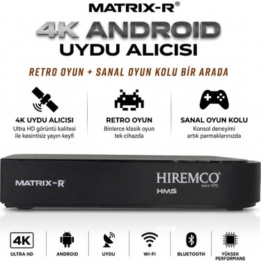 Hiremco Hiremco Matrix R Android 4K 64GB Android 12 Uydu Alıcısı HDMI Wi-Fi Ethernet Özellikleri ile — 2. ürün görseli