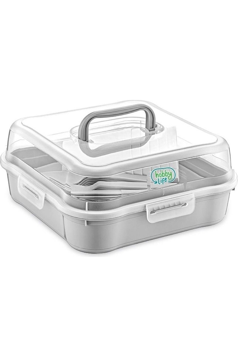 Hobby Life Gri 32 Parça 6 Kişilik Çantalı Piknik Seti Pratik Taşıma Özelliği ile